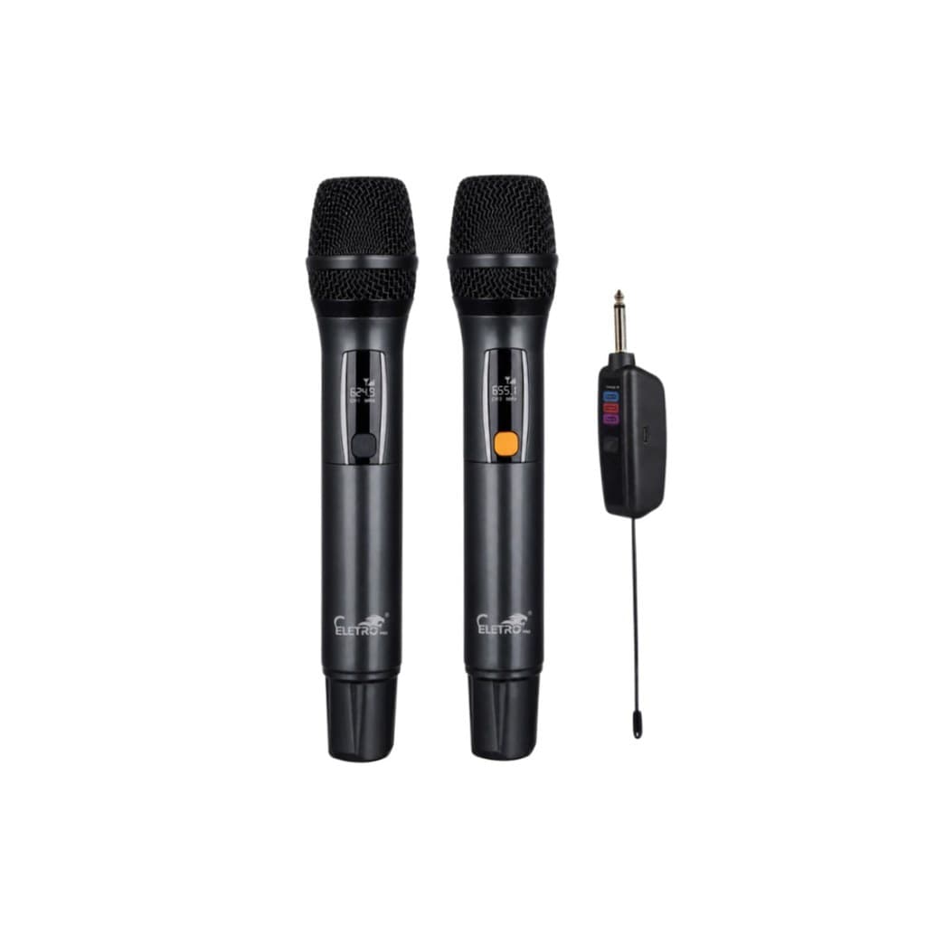Kit 02 Microfones Sem Fio P10 Wireless Karaokê Profissional