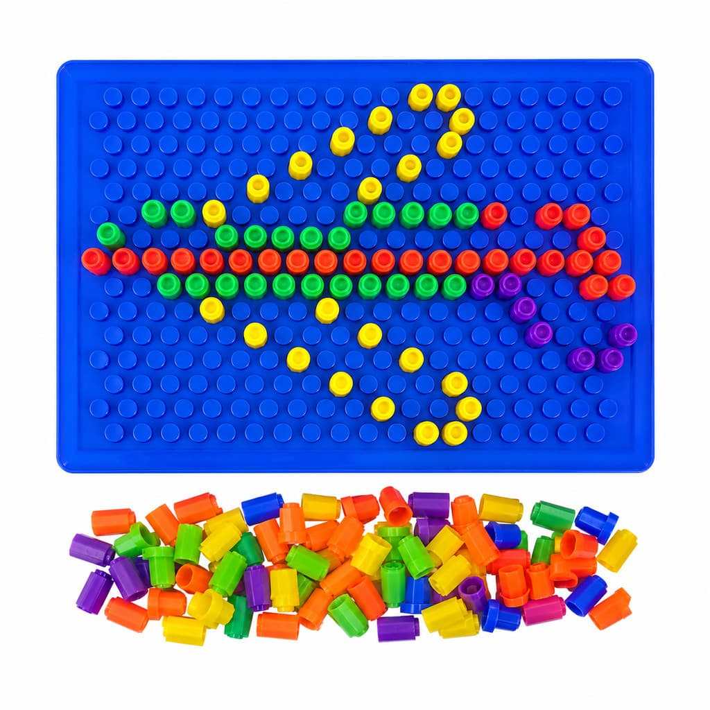 Brinquedo Educativo Mosaico de Pinos Coloridos com Tabuleiro