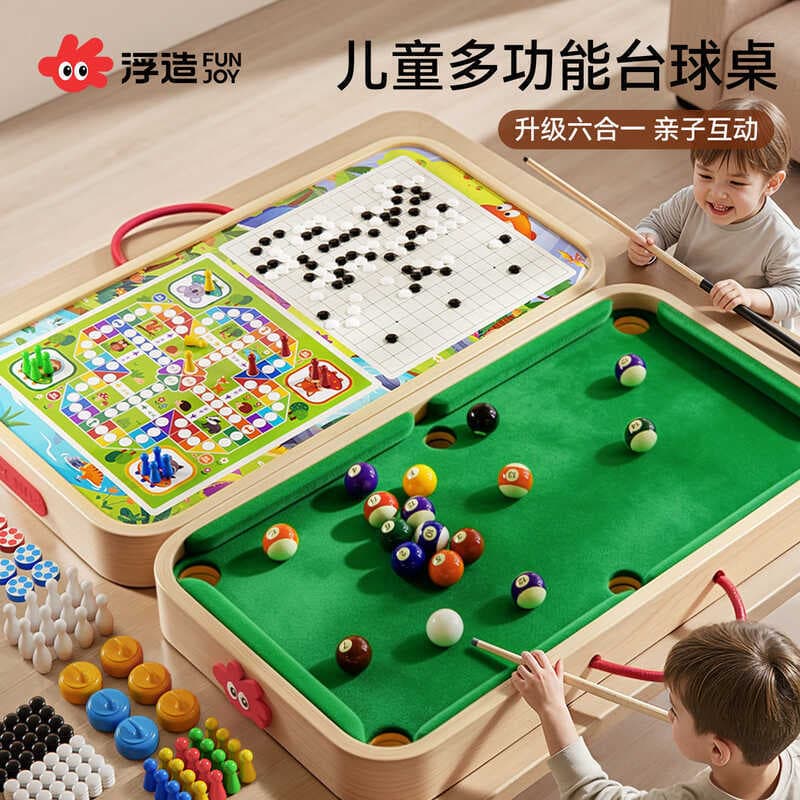 Mesa de bilhar seis em um, jogo interno para crianças, brinquedos educativos para meninos e meninas, jogo de tabuleiro,