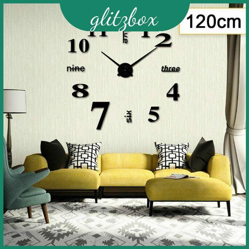 Relógio De Parede Moderno Sem Moldura Com Número Dourado E Tamanho Forma Personalizáveis Diy