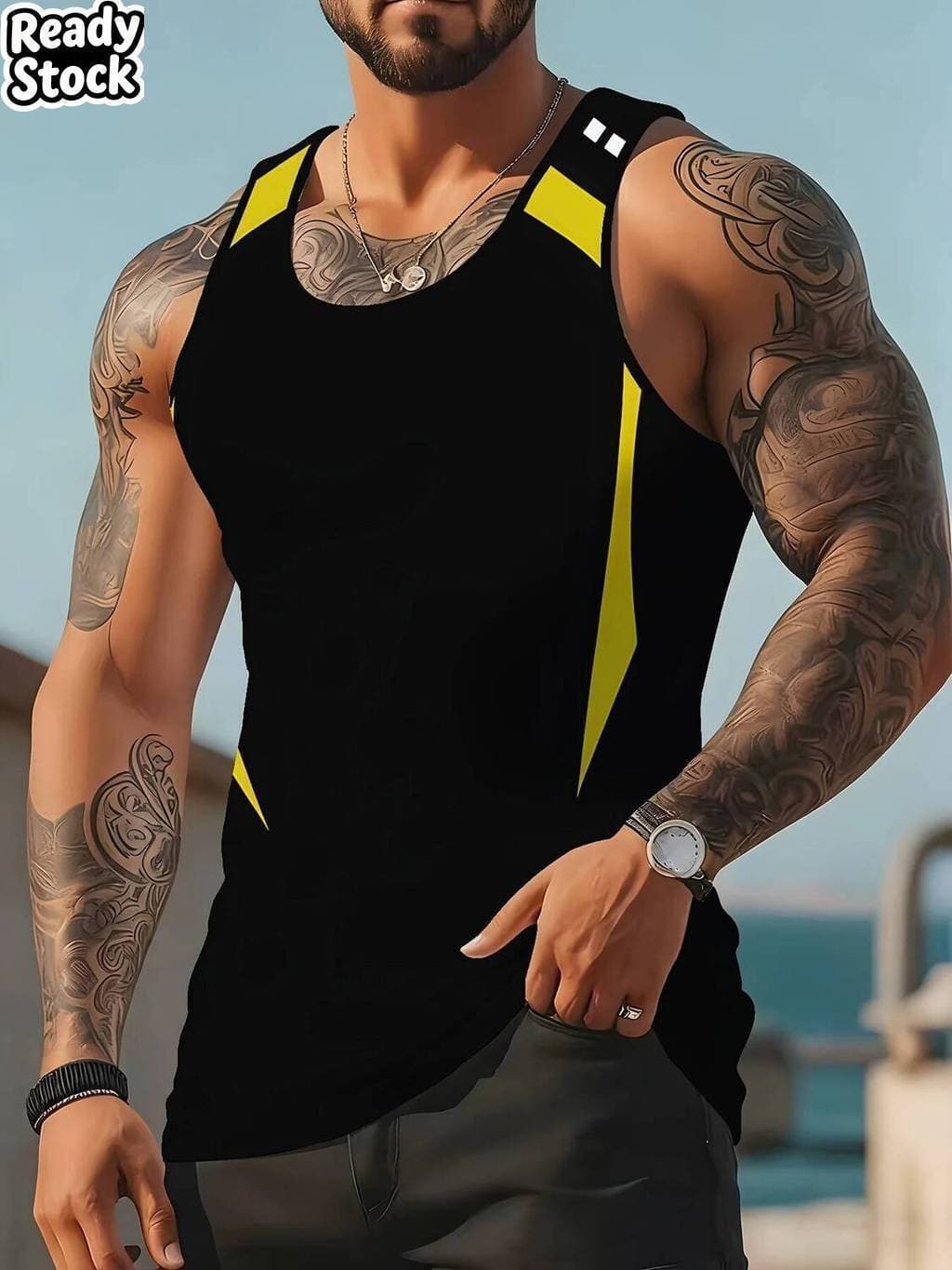Nova Moda 3D Listra Impressão Atlético Masculino Tanque De Secagem Rápida Treinamento Corrida Singlet Diário Casual Resp
