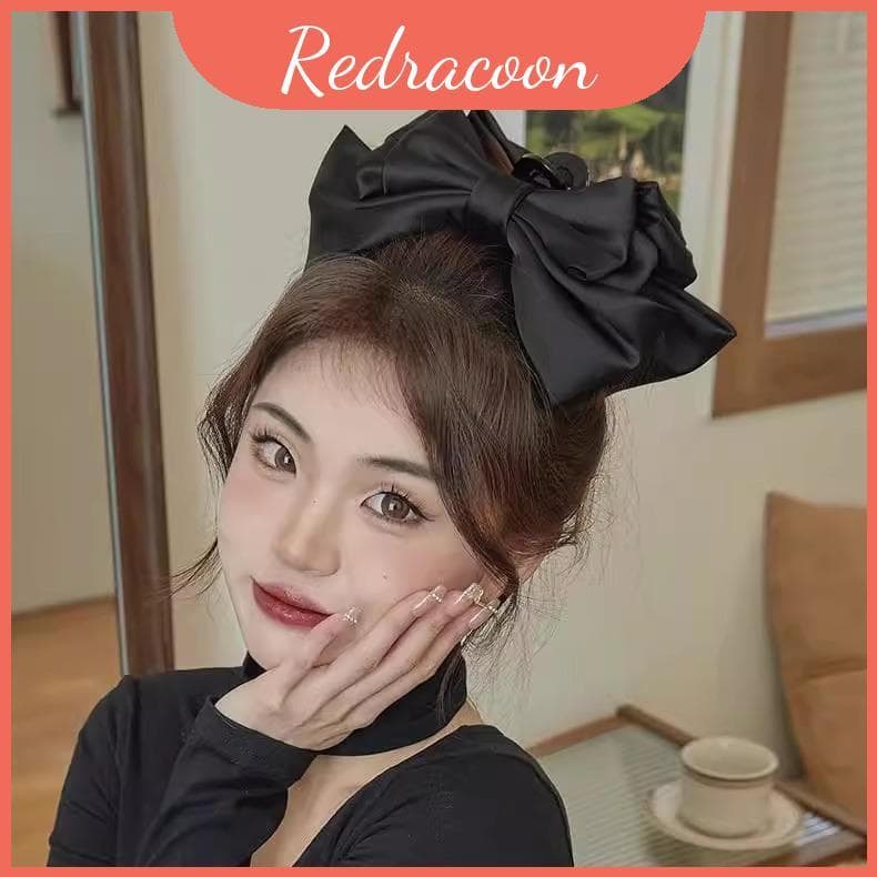 Grampo De Cabelo Preto Com Laço E Design De Tubarão Para Mulheres Estilo Elegante