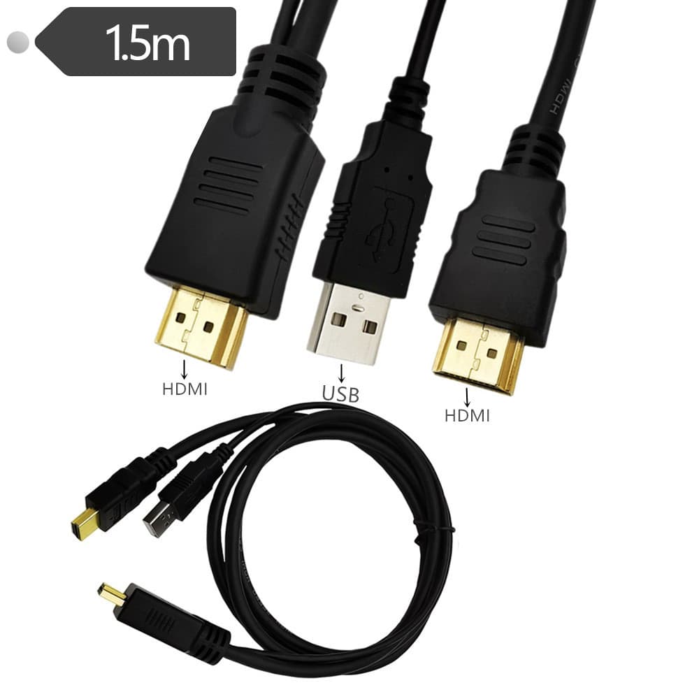 Cabo de vídeo um para dois cabo hdmi cabo de combinação composto hdmi HD cabo de transmissão de sinal mais fio USB cabo