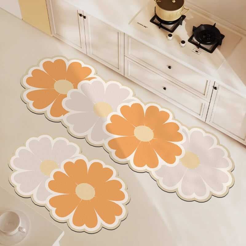 Pequena flor fresca em formato especial lama de diatomáceas cozinha antiderrapante absorvente de água resistente à sujei