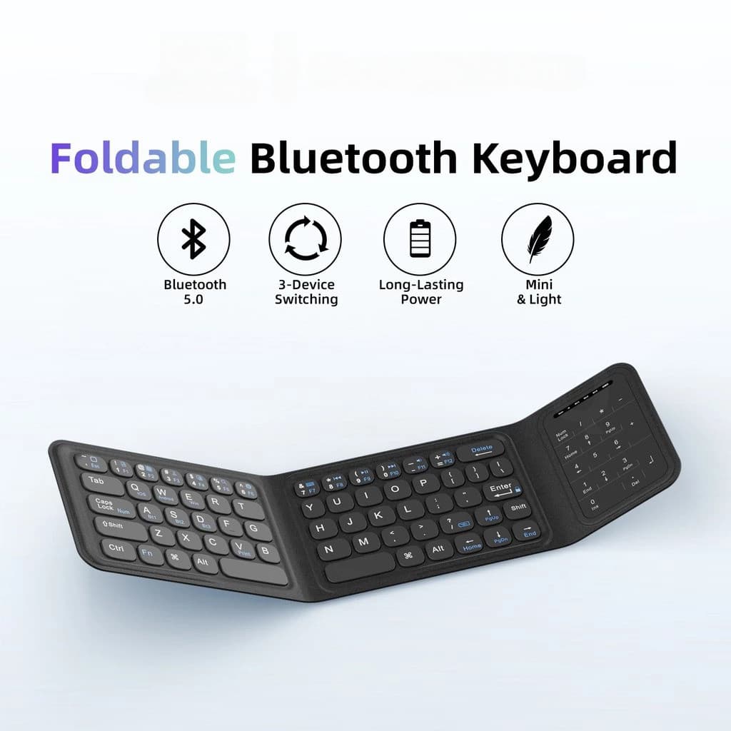 JOMAA Teclado Portátil Sem Fio Bluetooth Dobrável Recarregável Para Celular Tablet Laptop