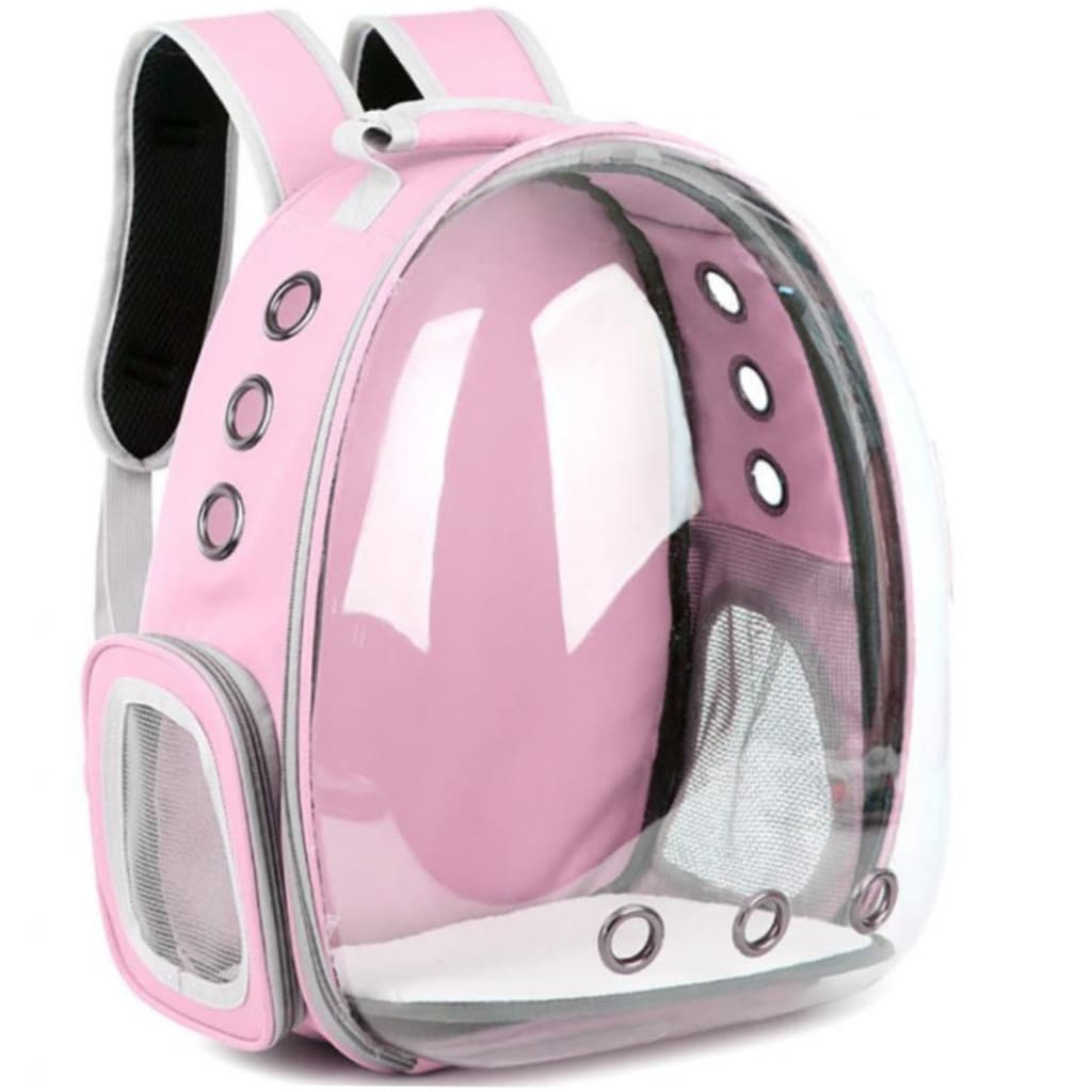 ROSA - Mochila Pet Transporte para Cães e Gatos Visão Ampla com Entrada de Ar