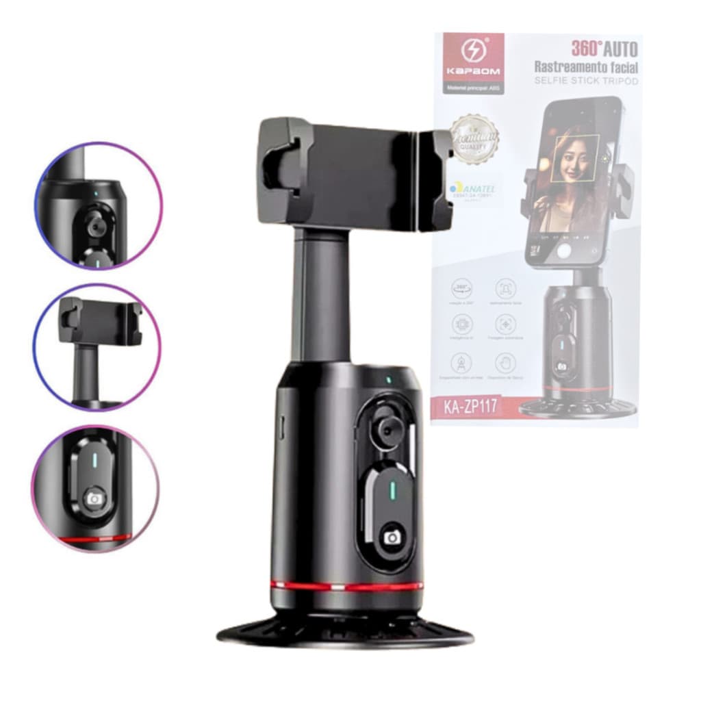 Suporte Celular com Rastreamento Facial 360º Selfie Stick Tripod