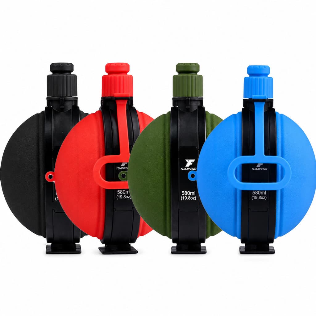 Garrafa Cantil Silicone Dobrável com Bússola 580ml Cor:Preto