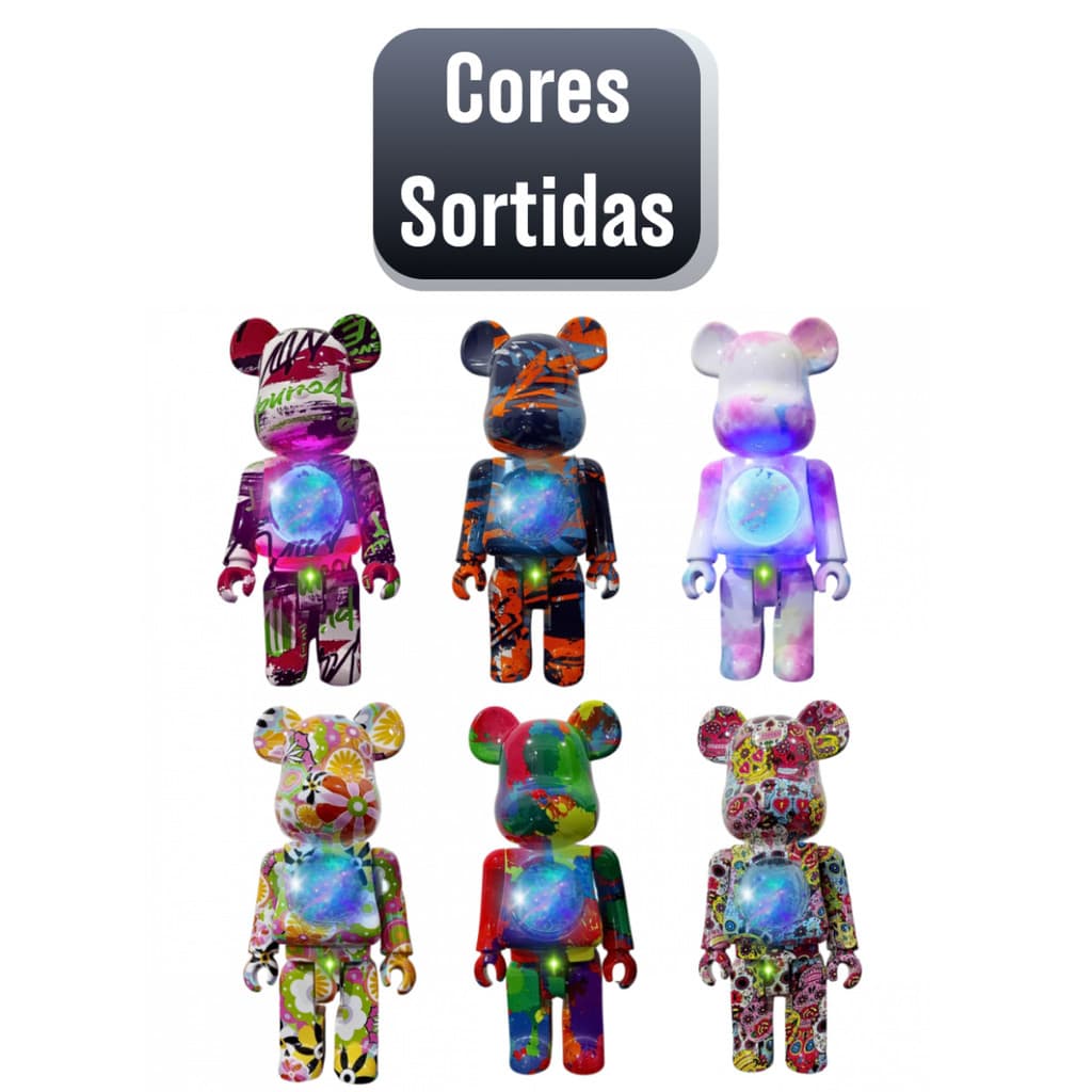 Caixa de Som Projetor Galáxia Estrelas Luminária Bluetooth URSO Bearbrick Altomex - (Cores Sortidas)
