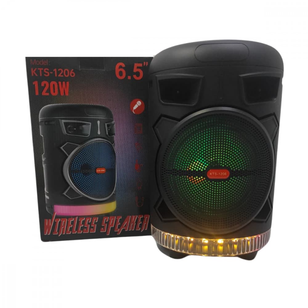 Caixinha De Som Bluetooth Luz LED RGB USB Cartão TF Alta Qualidade 120W Entrada P10 Altomex KTS-1206