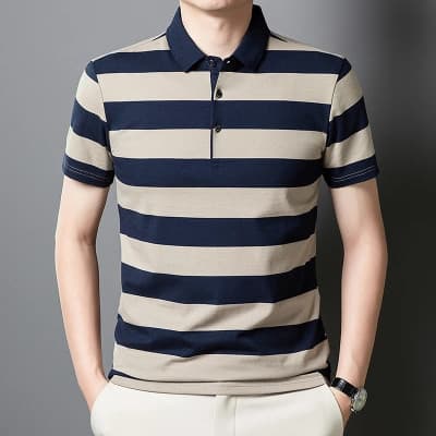 Novo estilo de verão camisa POLO listrada camisa Casual camisa de manga curta masculina de alta qualidade camiseta de ma