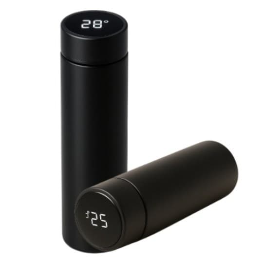 Garrafa Térmica 500ml Inox Inteligente com Termômetro Digital LED para Café Chá Quente e Frio Preta