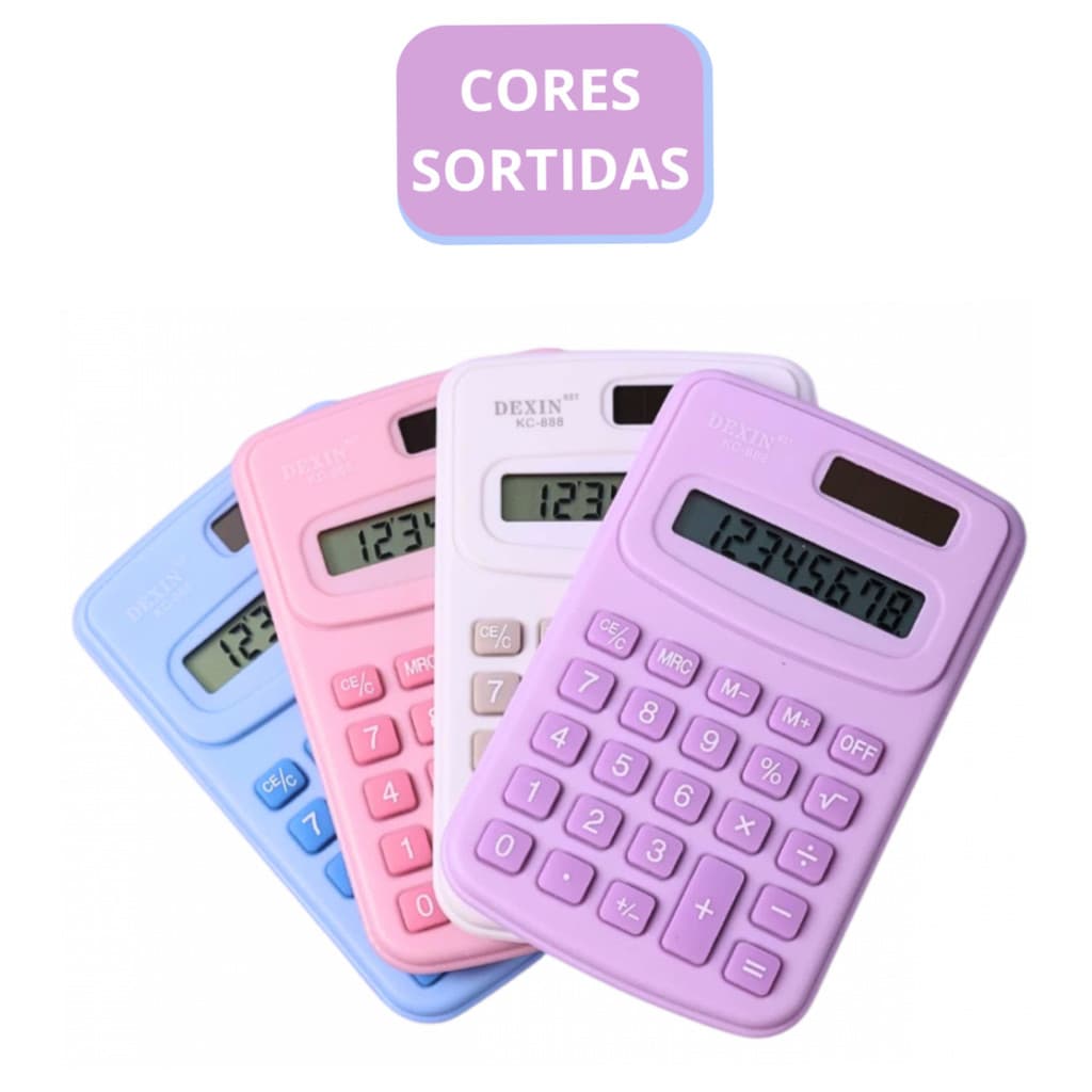 Mini Calculadora Eletrônica Portátil Colorida Tela LCD Digital - (Cores Sortidas)