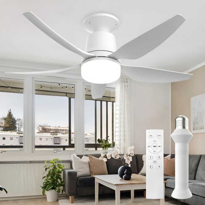 Ventilador De Teto Fansvento 4 Velocidades Led Bivolt Controle Remoto 5 Pás 71 Cm 60hz Branco Plástico