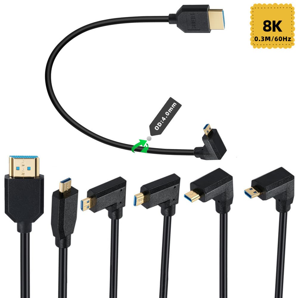 Cabo de vídeo versão 2.1 Micro hdmi para hdmi cabo câmera Digital cabo HD 4K @ 120Hz 8K @ 60Hz cabo de conversão de víde