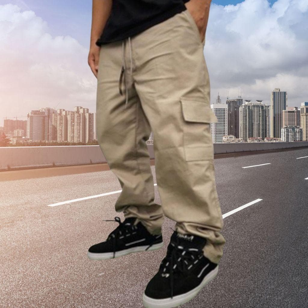 Calça Cargo Mesculino Masculina 6 Bolsos skate Larga Fechamento Cordão Outlet de fábrica