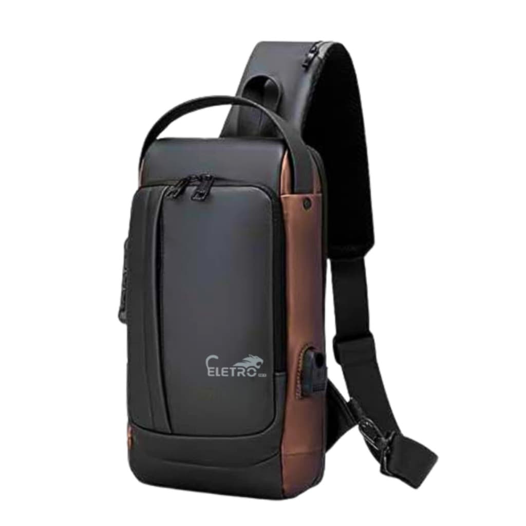 Mochila de Ombro Transversal Portátil Viagens com Trava Antifurto (Cores Sortidas)