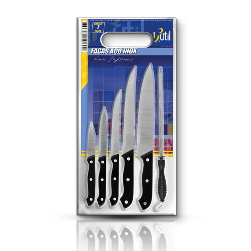 Faca Inox Com 7 Peças Preto Ud141 123Util 123 Util