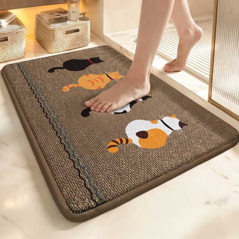 Tapetes de porta de banheiro absorvem água antiderrapante anti-sujeira tapete de banheiro imitação de linho tapetes de p