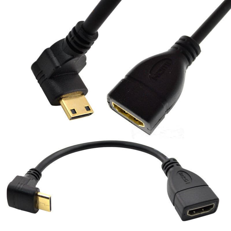 Cabo de conversão de vídeo curva para cima 90 mini hdmi macho para hdmi fêmea 15cm mini hdmi UP cabo de conversão de víd