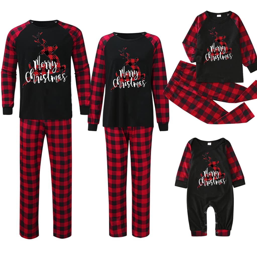 2026 Conjunto De Pijamas De Família De Natal Para Vovô Avó Pai Mãe Filha Filho Letras Estampadas Tops Calça Xadrez Roupa