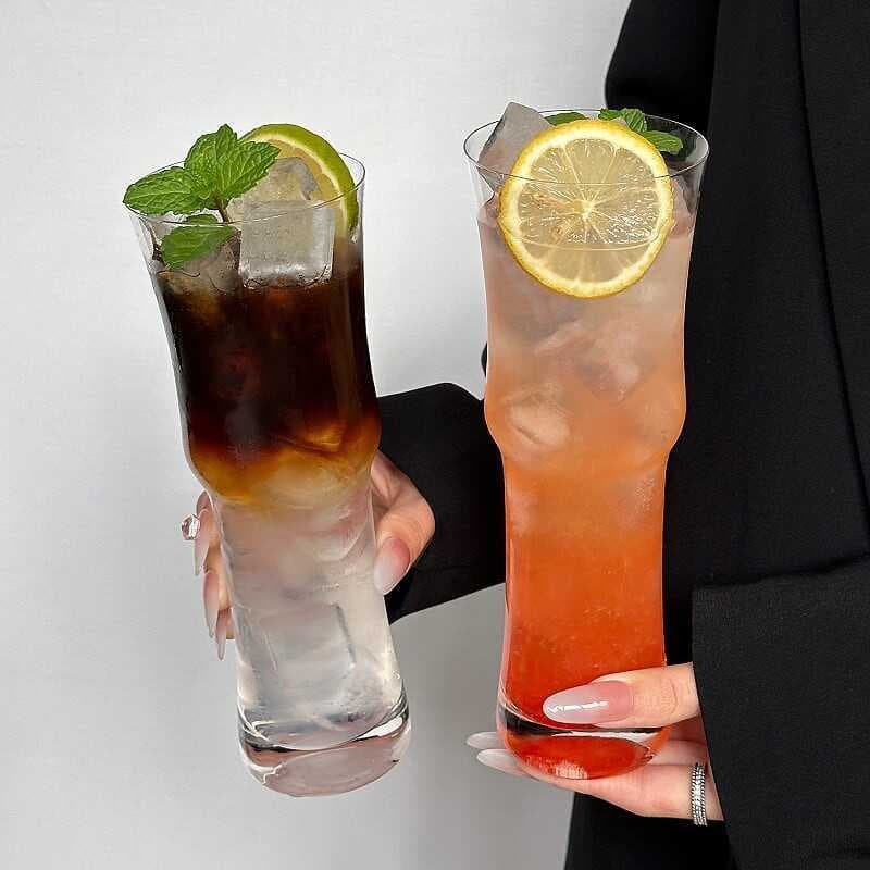 Copo de bambu transparente copo de água gelo americano de café de vidro suco leite xícara de chá Cocktail copo