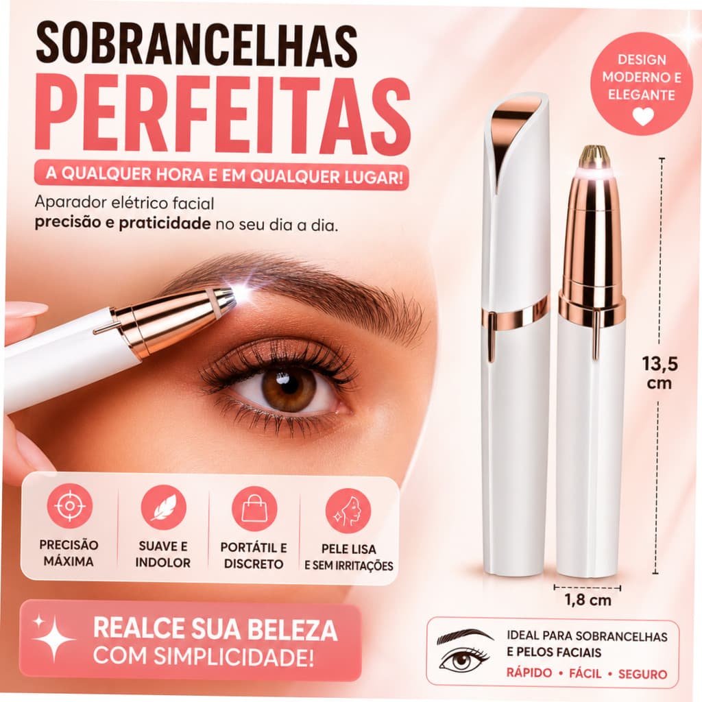 Depilador Facial Elétrico Caneta Depiladora Sobrancelha Recarregável USB Removedor Pelos Buço Luz LED