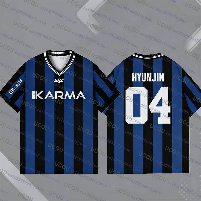 Kpop Estadia Karma Álbum Fãs TShirts Felix Bangchan Hyunjin Streetwear Solto Esporte Oversize Manga Curta Camiseta Para