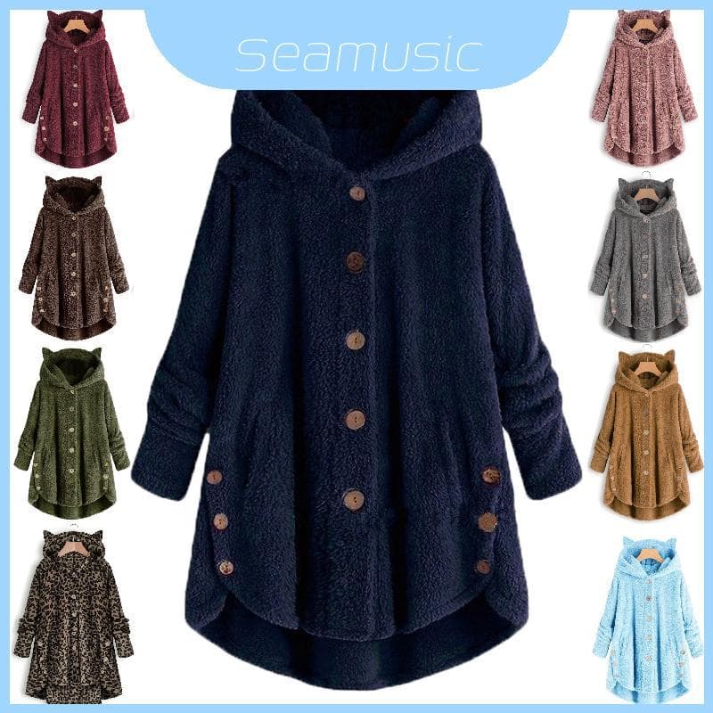 Casaco Com Capuz De Lã Quente De Inverno Elegante , Confortável E Feminino Para Tamanhos , Todos