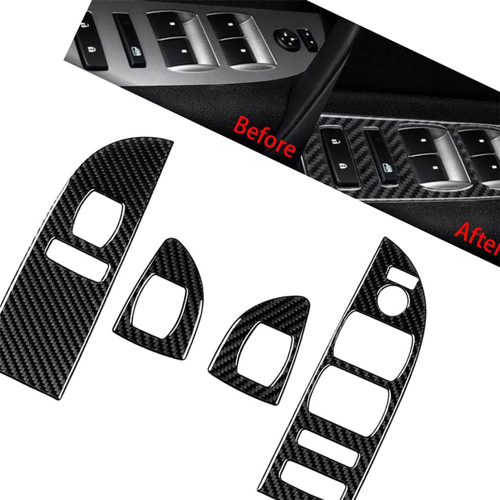 Fibra De Carbono Interruptor Elevador Janela Painel Guarnição Capa Conjunto Apto Para Chevrolet Tahoe Silverado GMC Sier