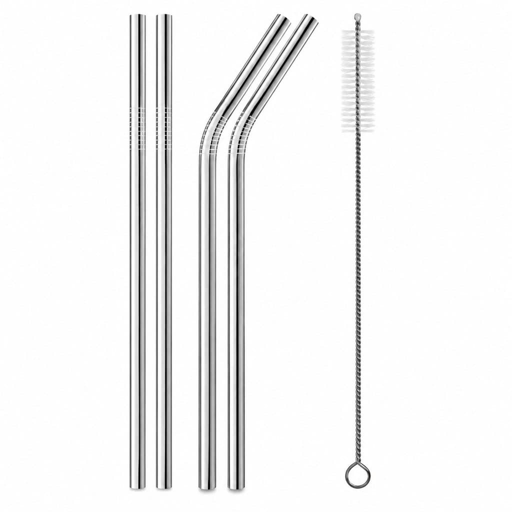 Kit 5 Peças Canudo Aço Inox Escovinha Ecológico Praticidade