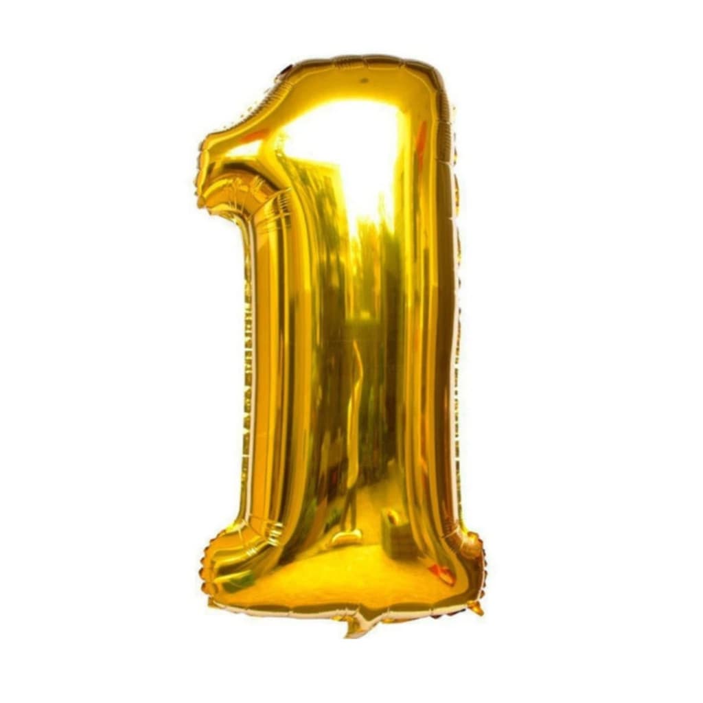Balão Número 1 ( UM ) Dourado Metalizado 16 Polegadas 40cm Festa Aniversário Decoração