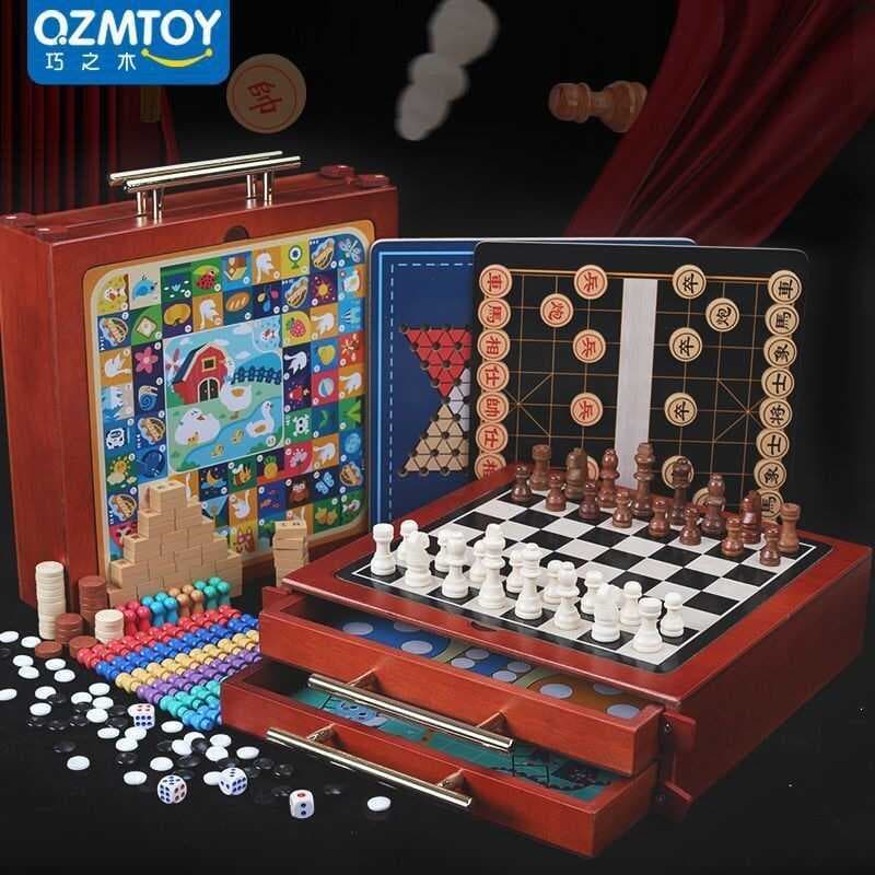 Tudo-em-um jogo de tabuleiro de xadrez voador xadrez multifuncional jogo de tabuleiro de xadrez crianças brinquedo educa