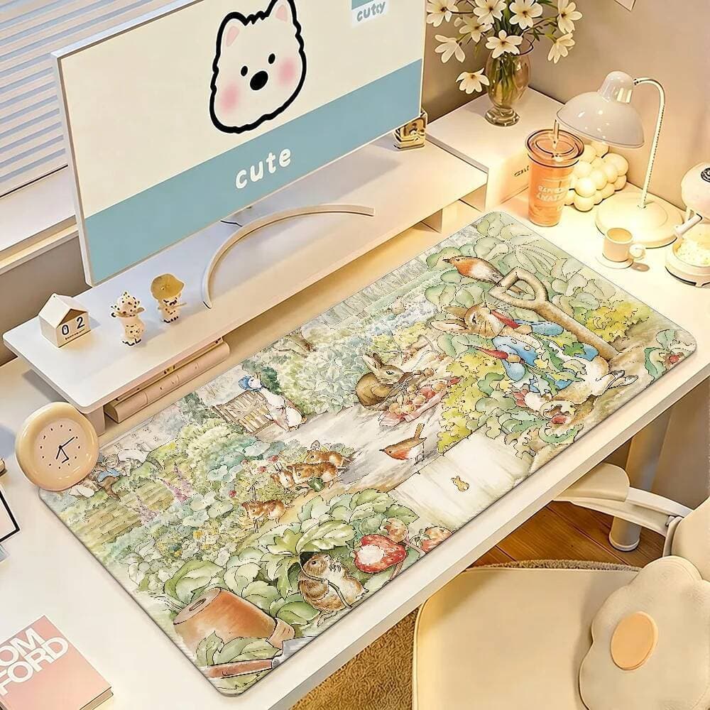Mouse Pad De Coelho P-Peter , Desenho Animado , Grande , Antiderrapante , À Prova D'água , Borda Costurada , Teclado Par