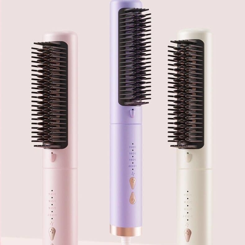 Pente de alisamento de ar frio não machuca o cabelo íon negativo Curling ferro dupla utilização não-marcação pente de ar