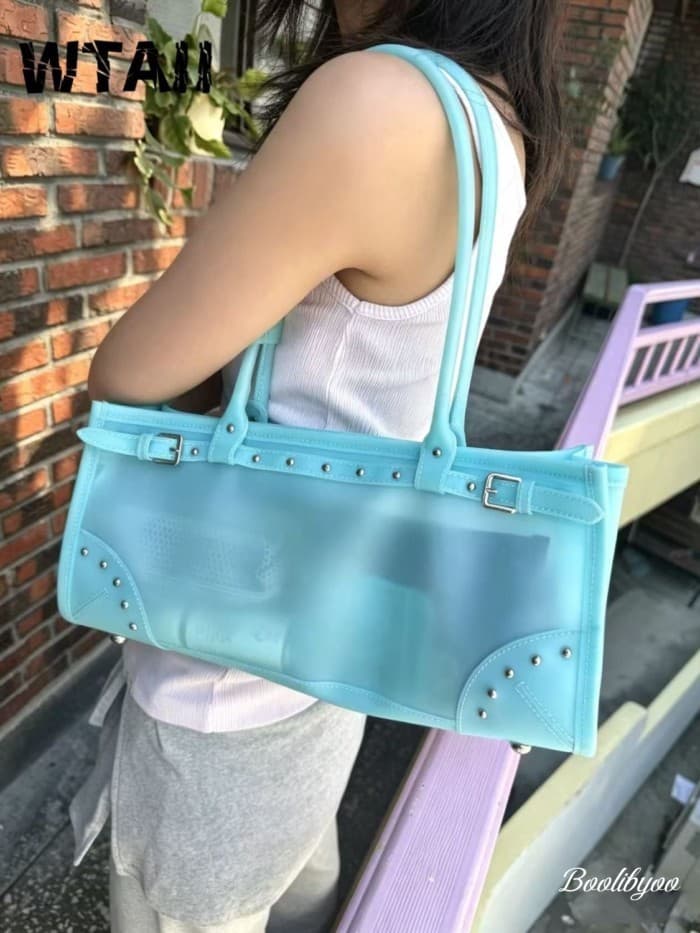 Boolibyoo Jelly Rivet Underarm Bag Retro Fosco Jelly Bag Design exclusivo de rebite Bolsa de verão