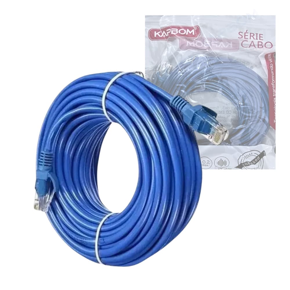 Cabo de Rede 15m Cat5e RJ45 Ethernet Gigabit Kapbom Internet PC Roteador TV Console KAP-W-15M