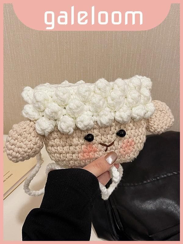 Mini Bolsa De Lã Tricotada Com Design De Concha 3d E Bolso Móvel Para Acessórios Diários Infantis