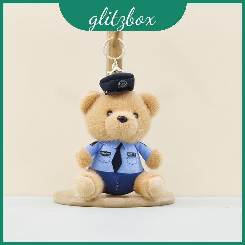 Chaveiro De Urso De Pelúcia Em Estilos De Policial E Fogo, Idades Para Todos