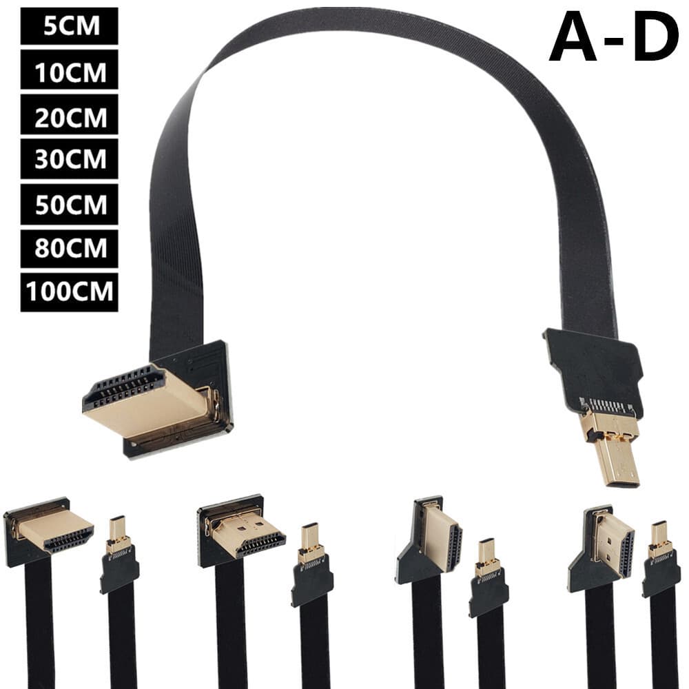 Cotovelo FPV Cabo Antena Gimbal FPV Dedicado HDMI Um Padrão Upward-D HDM Um Macho para D Macho Cabo Plano Flexível