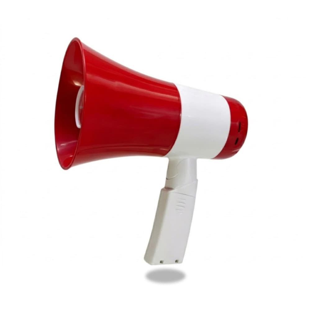 Vermelho e Branco - Megafone Portátil com Sirene Gravação e Reprodução para Eventos Guias