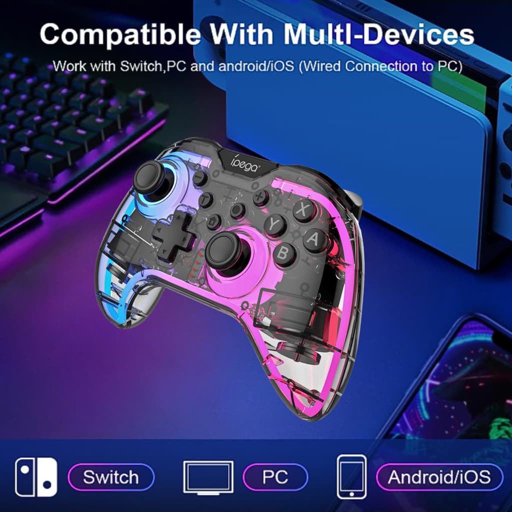 Controle Gamer IPEGA Bluetooth RGB  Compatível Switch Oled PC T&Z PG-SW123T
