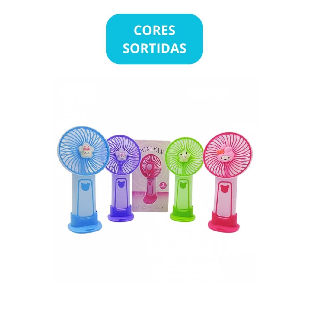 Mini Ventilador Portátil De Mesa Usb Recarregável 3 Velocidades Silencioso Base Suporte