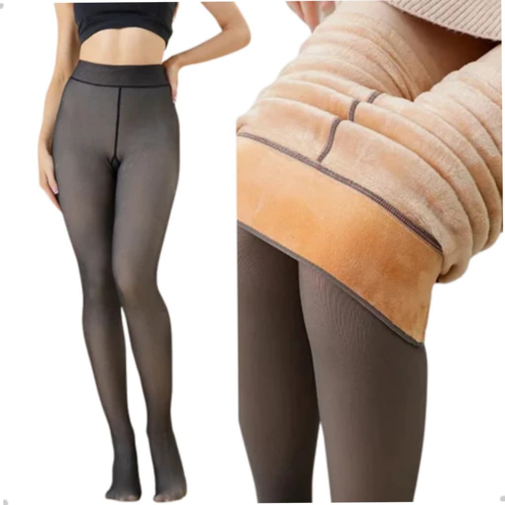 Cinza - (P) - Meia calça peluciada translucida 220g
