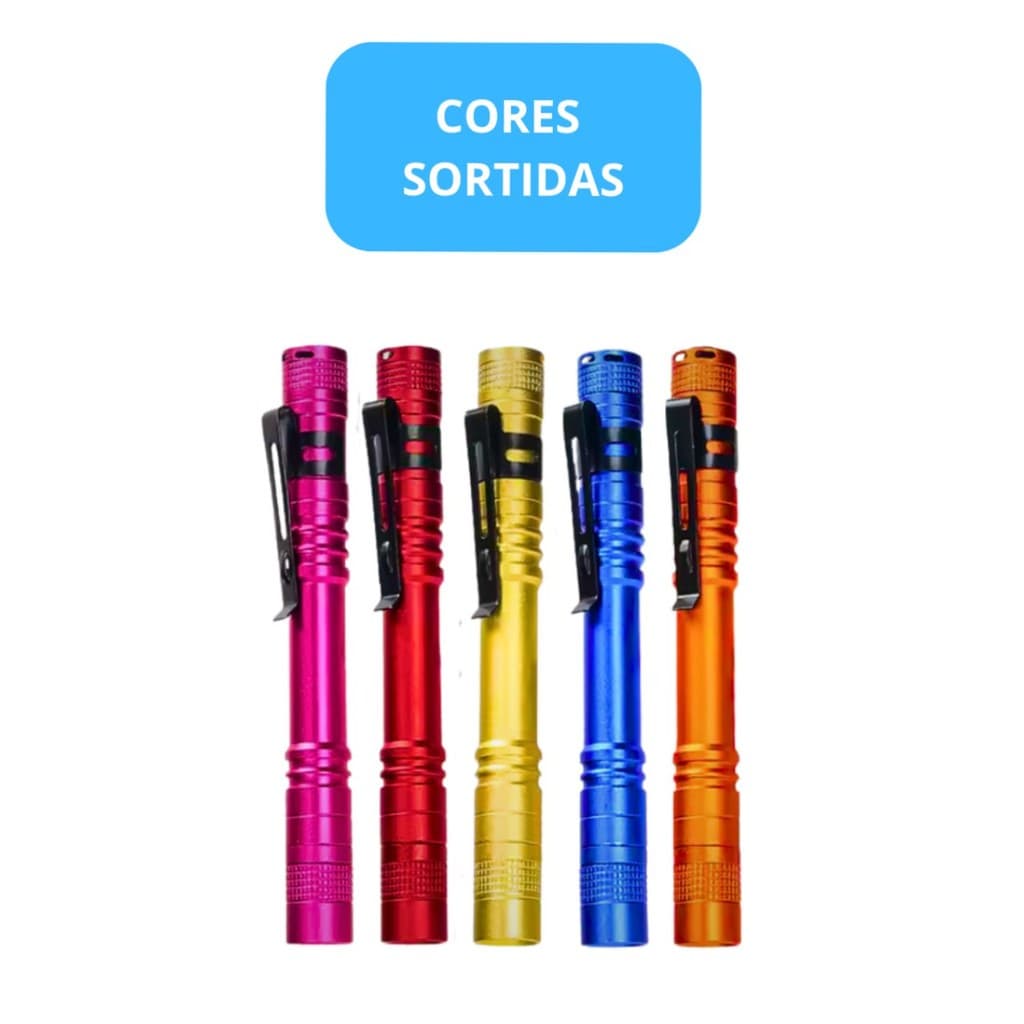 Lanterna Caneta Tática LED Portátil Clipe Pilha Cores Sortid