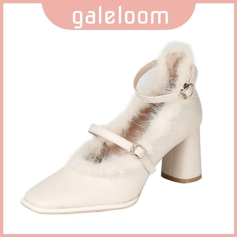Sapatos Mary Heel High Jane Com Material Pu Para Mulheres Da Moda Diária