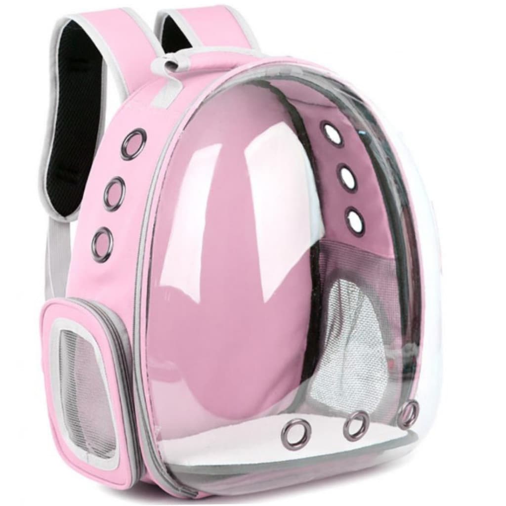 ROSA - Mochila Pet Transporte para Cães e Gatos Visão Ampla com Entrada de Ar