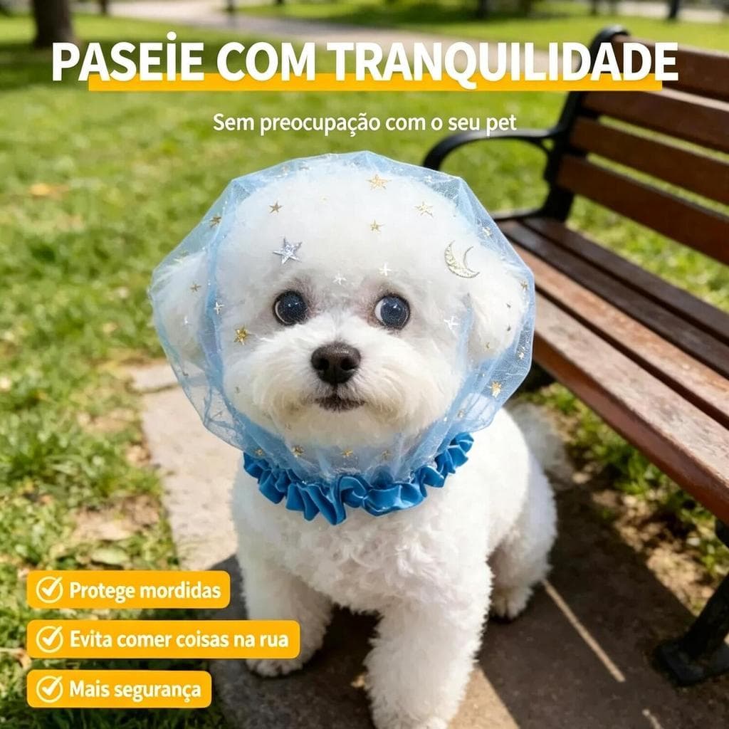 Véu Facial Anti-Lambida para Cachorro e Gato | Rede Respirável Anti-Ingestão Ideal para Passeios ✨ujuold