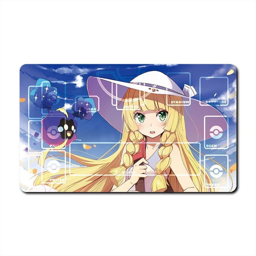 Tapete de cartas de jogo de cartas Pokémon ptcg Tapete de cartas Pokémon Pokémon Sun Moon Lillie Mystery Q Water