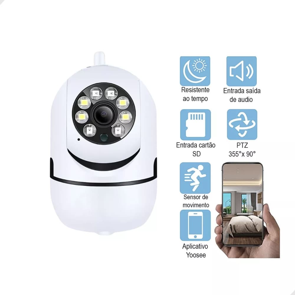 Câmera Segurança Babá Eletrônica Wi-fi 360° KA-S065